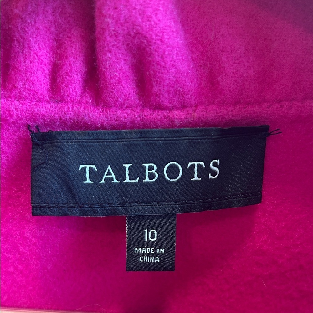 Talbots Ruffle-Neck Double-Face Jacket Pink Wool Blend Pockets Preppy 10 - Picture 2 of 14